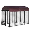 Load image into Gallery viewer, PawHut 8' x 4' x 6' Outdoor Dog Kennel, Welded Wire Heavy Duty Dog Run with 360° Rotating Bowls, Dog Kennel Outside with Waterproof & UV Resistant Cover, for S&M&L Dogs