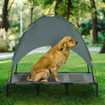 Load image into Gallery viewer, PawHut Elevated Dog Bed with Removable Canopy, Outdoor Dog Cot with UV Protection Canopy Shade, 48 inch Large Pet Bed for Camping, Gray