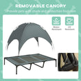 Load image into Gallery viewer, PawHut Elevated Dog Bed with Removable Canopy, Outdoor Dog Cot with UV Protection Canopy Shade, 48 inch Large Pet Bed for Camping, Gray