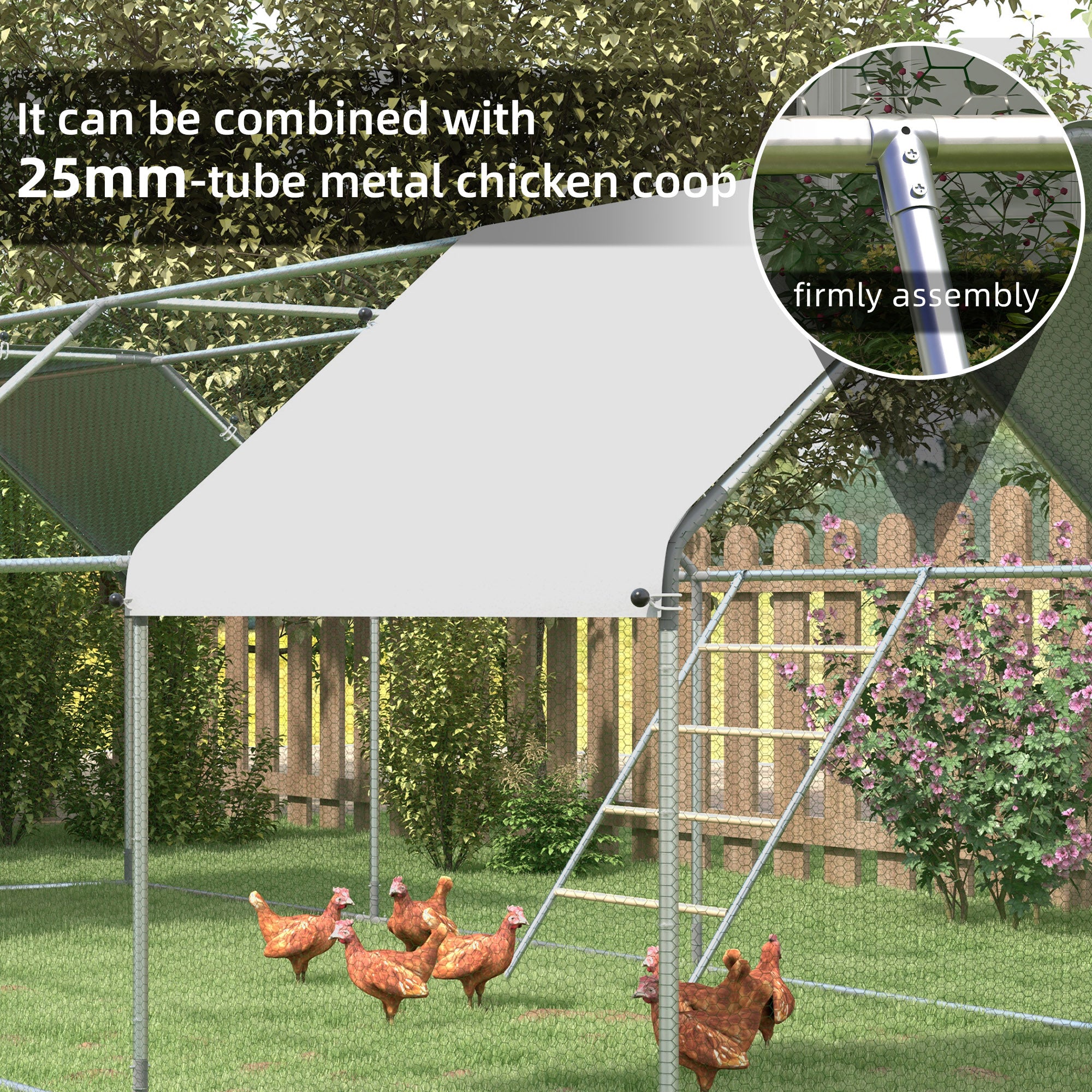 PawHut Chicken Perch for Coop, Wooden and Galvanized Steel Jungle Gym Roosting Bar Ladder for Backyard Poultry, 55" x 33.75"