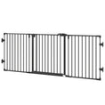 Load image into Gallery viewer, Foldable Dog Gate with Door, 3 Panel Metal Pet Gate for Stairs, Doorways, Hallways and Fireplace, Auto-Close Safety Gate, 202.5 x 76 cm, Black