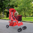 Load image into Gallery viewer, Dog Stroller, One-click Folding Pet Stroller with Cup Holder, 4 Wheels Travel Carrier w/ Brakes, 360° Swiveling Front Wheels, Storage Basket, for XS/Small Dogs Cats, Red