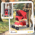 Load image into Gallery viewer, Dog Stroller, One-click Folding Pet Stroller with Cup Holder, 4 Wheels Travel Carrier w/ Brakes, 360° Swiveling Front Wheels, Storage Basket, for XS/Small Dogs Cats, Red