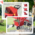 Load image into Gallery viewer, Dog Stroller, One-click Folding Pet Stroller with Cup Holder, 4 Wheels Travel Carrier w/ Brakes, 360° Swiveling Front Wheels, Storage Basket, for XS/Small Dogs Cats, Red