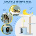 Load image into Gallery viewer, Moon Cute Cat Tree for Indoor Cats with Kitten Condo and Bed, Cat Tower with Scratching Post, Hanging Moon Shaped Toy, Star Platform, Blue