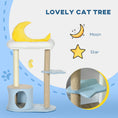 Load image into Gallery viewer, Moon Cute Cat Tree for Indoor Cats with Kitten Condo and Bed, Cat Tower with Scratching Post, Hanging Moon Shaped Toy, Star Platform, Blue