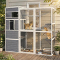 Load image into Gallery viewer, Wooden Catio, 4-Tier Catio Cat Outdoor Enclosure with All-Weather Sun Roof, Spacious Resting Rooms, 3 Platforms, Window for Multiple Cats Outdoor Indoor, Grey