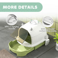 Load image into Gallery viewer, Cat Litter Tray with Lid, Enclosed Cat Litter Box with Pull-Out Drawer, Scoop, Deodorising Bags for Odour Control, Privacy, Portable, Easy to Clean, Green