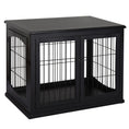 Load image into Gallery viewer, 32" Wooden Dog Crate Furniture Dog Cage, Modern Side Table Pet Kennel with Double Lockable Door, 32" L x 23" W x 26" H, Black
