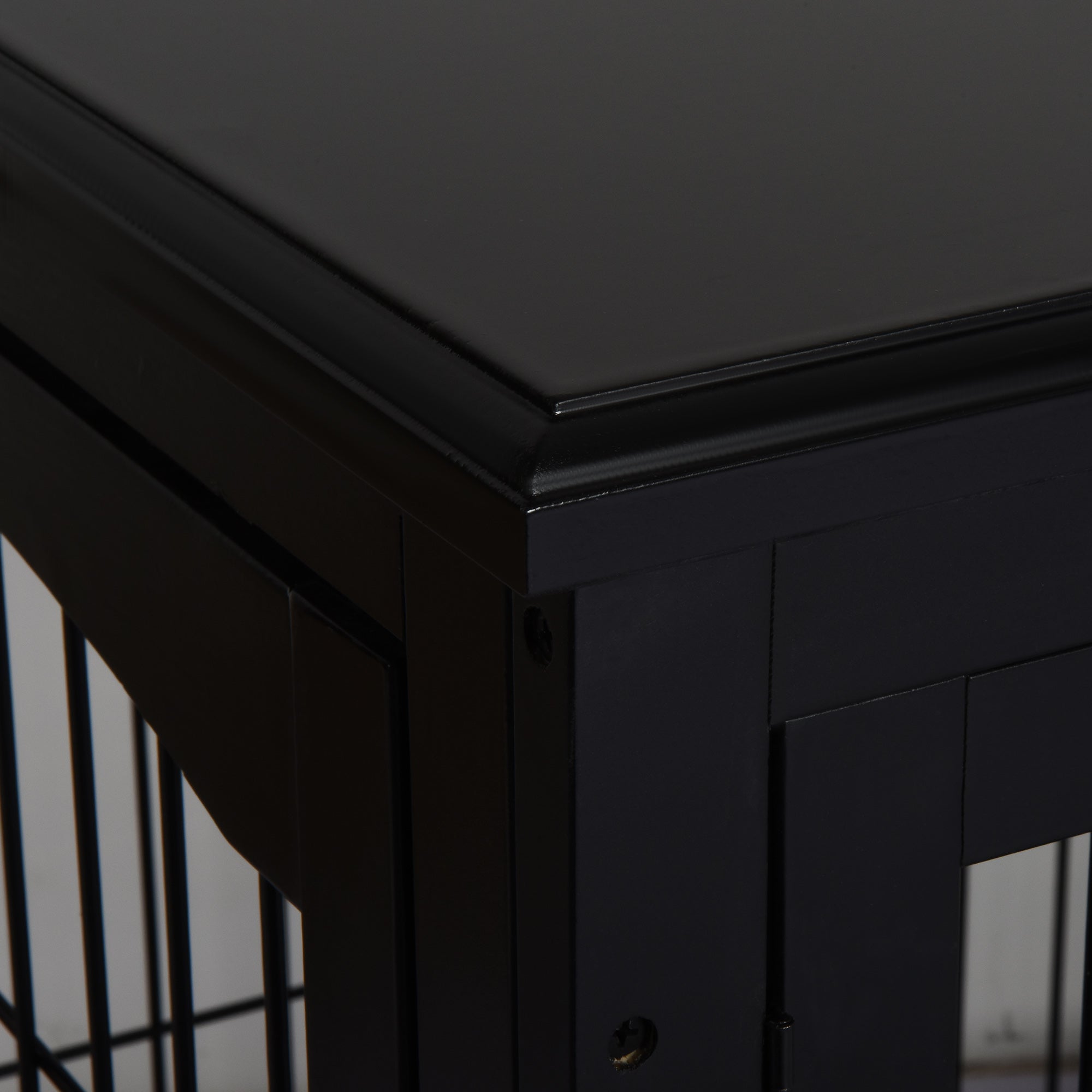 32" Wooden Dog Crate Furniture Dog Cage, Modern Side Table Pet Kennel with Double Lockable Door, 32" L x 23" W x 26" H, Black