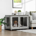 Load image into Gallery viewer, Dog Crate Furniture, Side End Table, Indoor Dog Kennel with Soft Washable Cushion, Wire Mesh, Large Top, for Medium and Large Dogs,90 x 58 x 65, Grey