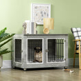 Load image into Gallery viewer, Dog Crate Furniture, Side End Table, Indoor Dog Kennel with Soft Washable Cushion, Wire Mesh, Large Top, for Medium and Large Dogs,90 x 58 x 65, Grey