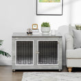 Load image into Gallery viewer, Dog Crate Furniture, Side End Table, Indoor Dog Kennel with Soft Washable Cushion, Wire Mesh, Large Top, for Medium and Large Dogs,90 x 58 x 65, Grey
