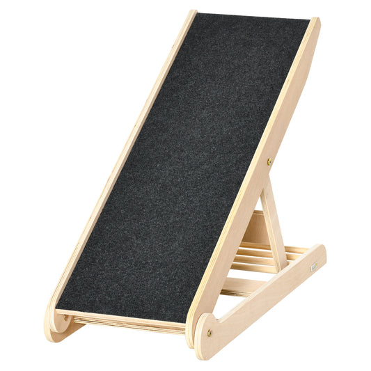 PawHut Height Adjustable Pet Ramp with Non-Slip Carpet Surfaces, 4 Levels Folding Dog Cat Ramp for Bed, Sofa & Car