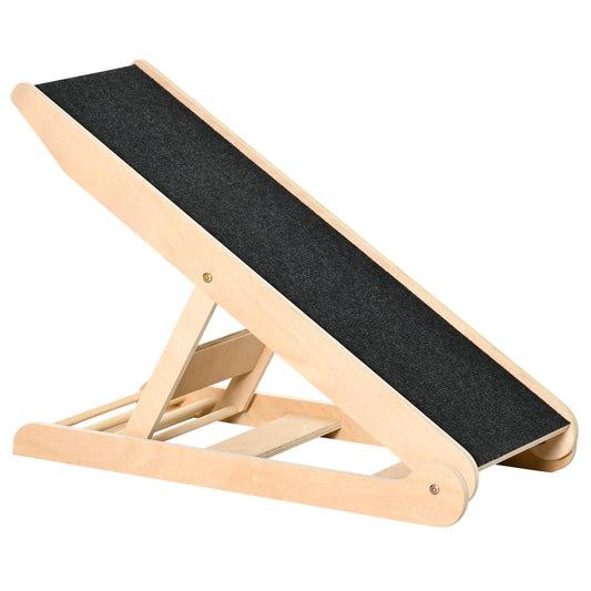 PawHut Height Adjustable Pet Ramp with Non-Slip Carpet Surfaces, 4 Levels Folding Dog Cat Ramp for Bed, Sofa & Car