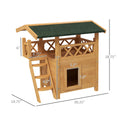 Load image into Gallery viewer, PawHut Outdoor Cat House, 2-Story Shelter for Feral Cats, Wooden Kitten Condo with Asphalt Roof, Stairs, Balcony, 30" x 20" x 29", Natural