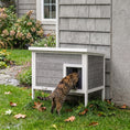 Load image into Gallery viewer, Outdoor Cat House Weatherproof with Removable Insulated Liner, Raised Wooden Cat House, Insulated Cat Shelter, Outdoor Use, Waterproof Asphalt Roof, Escape Door, Opening Top
