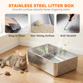 Charger l'image dans la visionneuse de la galerie, 22.8"x14.6"x11.8" Stainless Steel Sifting Litter Box, Sifting Stainless Steel Litter Box for Pine Pellets, High Sided, Anti-Leakage, Less Tracking, Includes Scoop & 10 Pads