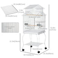 Load image into Gallery viewer, 53.9'' Large Rolling Steel Bird Cage Bird House with Detachable Rolling Stand, Storage Shelf, Wood Perch, Food Container, White