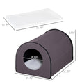 Load image into Gallery viewer, PawHut Dome Heated Cat House Portable and Waterproof Pet Shelter for Kitty in Winter, Brown