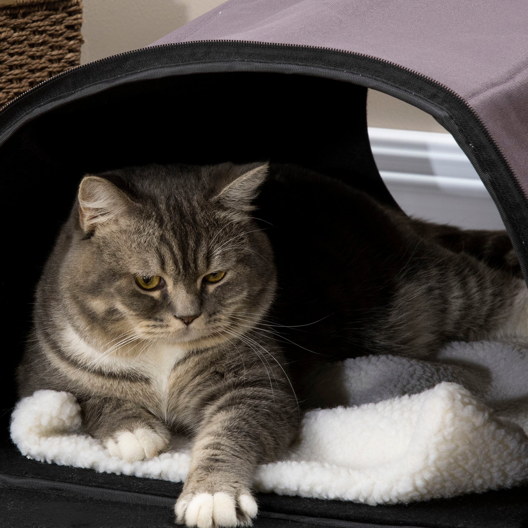 PawHut Dome Heated Cat House Portable and Waterproof Pet Shelter for Kitty in Winter, Brown