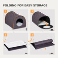 Load image into Gallery viewer, PawHut Dome Heated Cat House Portable and Waterproof Pet Shelter for Kitty in Winter, Brown