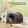 Load image into Gallery viewer, PawHut Dome Heated Cat House Portable and Waterproof Pet Shelter for Kitty in Winter, Brown