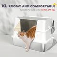 Load image into Gallery viewer, XL Stainless Steel Cat Litter Box with Lid, Extra Large Covered Cat Litter Box for Indoor Kittens with Filp Top, Scoop, Easy Clean, Non-Sticky, No Leakage, Light Grey