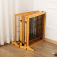 Load image into Gallery viewer, Wooden Pet Gate, Dog Safety Barrier, Freestanding Foldable Fence, w/ 6 Panels, 2 Support Feet, for House Doorway Stairs, Small & Medium Dogs, Yellow