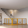 Load image into Gallery viewer, Wooden Pet Gate, Dog Safety Barrier, Freestanding Foldable Fence, w/ 6 Panels, 2 Support Feet, for House Doorway Stairs, Small & Medium Dogs, Yellow