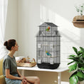 Load image into Gallery viewer, Bird Cage Budgie Cage with Slide Tray Handle for Finch Canary 43 x 32.5 x 104cm, Black