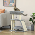 Load image into Gallery viewer, Cat Tree for Indoor Cats with Scratching Posts Pad, Kitten Tower with Bed Perch Ball Toy, 60 x 30 x 76 cm, Light Grey