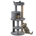 Load image into Gallery viewer, 41 Inches Cat Tree, Multi-Level Cat Tower with Condo, Cute Cat Activity Center with Sisal Scratching Posts, Plush Perch, Hanging Ball, Grey