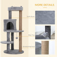 Load image into Gallery viewer, 41 Inches Cat Tree, Multi-Level Cat Tower with Condo, Cute Cat Activity Center with Sisal Scratching Posts, Plush Perch, Hanging Ball, Grey