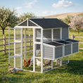 Load image into Gallery viewer, 77" Large Chicken Coop for 6-8 Chickens, Outdoor Wooden Hen House Poultry Cage with Run, 3 Nesting Boxes, Waterproof Roof, Removable Tray, Ramp for Farm Backyard, Gray