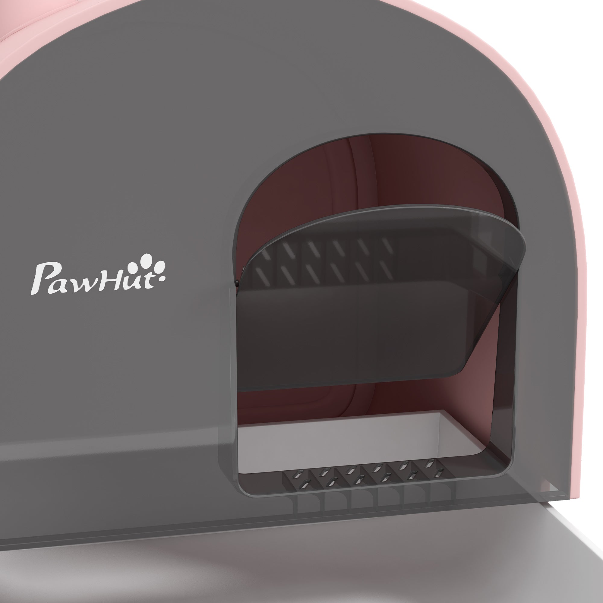 PawHut Cat Litter Box with Lid, Covered Litter Box for Indoor Cats with Tray, Scoop, Filter, 17" x 17" x 18. 5" , Pink