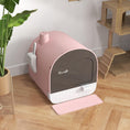 Load image into Gallery viewer, Cat Litter Box Kitten Litter Tray w/ Hood, Scoop, Filter, Flap Door, 43 x 44 x 47cm - Pink