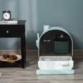 Load image into Gallery viewer, Cat Litter Box Kitten Litter Tray w/ Hood, Scoop, Filter, Flap Door, 43 x 44 x 47cm - Green