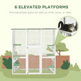 Load image into Gallery viewer, PawHut Outdoor Cat House Big Catio Wooden Feral Cat Shelter Enclosure with Large Spacious Interior, 6 High Ledges, Weather Protection Asphalt Roof, 71" L, White