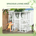 Load image into Gallery viewer, Large Outdoor Catio Enclosure, Weatherproof Cat House with Asphalt Roof, Wooden Cat Patio Cage with 6 Balanced Platforms, 71" x 39" x 71", White