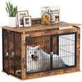 Load image into Gallery viewer, Dog Crate Furniture, Dog Cage End Table with Openable Top, Two Lockable Doors, for Large Pets, 98 x 60 x 65.5cm, Rustic Brown
