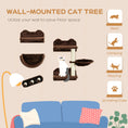 Load image into Gallery viewer, 4PCs Wall Mounted Cat Tree Cat Wall Shelves Furniture Climbing Shelf Set Kitten Activity Centre w/ Hammock, Scratching Post - Brown