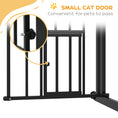 Load image into Gallery viewer, 30"H Tall Dog Gate, Pet Gate with Cat Door, Auto-Close Pressure-Mounted Steel Safety Gate Barrier, Double Locking for Doorways Hallways Stairs, Fits 29"-31.5"W, Black