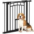 Load image into Gallery viewer, 30"H Tall Dog Gate, Pet Gate with Cat Door, Auto-Close Pressure-Mounted Steel Safety Gate Barrier, Double Locking for Doorways Hallways Stairs, Fits 29"-31.5"W, Black