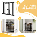 Load image into Gallery viewer, 30"H Tall Dog Gate, Pet Gate with Cat Door, Auto-Close Pressure-Mounted Steel Safety Gate Barrier, Double Locking for Doorways Hallways Stairs, Fits 29"-31.5"W, Black