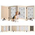 Load image into Gallery viewer, Freestanding Pet Gate, Foldable Dog Gate with Lockable Door, Support Feet & 360° Flexible Hinges, 4 Panel Indoor Safety Dog Barrier for House, Stairs, Doorway, 205 x 30.5 x 70 cm, Oak