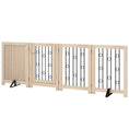 Load image into Gallery viewer, Freestanding Dog Gate, Wooden Foldable Pet Gate with 4 Panels, Walk-Through Door, Support Feet, Non-Slip Mats, Dog Safety Fence for Doorways, Stairs and Hallways, Oak