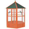Load image into Gallery viewer, Bird Cage, 70"H Wooden Parrot Cage, Large Hexagonal Outdoor Aviary with Asphalt Roof, Doors, Brown