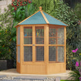 Load image into Gallery viewer, Bird Cage, 70"H Wooden Parrot Cage, Large Hexagonal Outdoor Aviary with Asphalt Roof, Doors, Brown