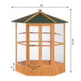 Load image into Gallery viewer, PawHut 69" Large Wooden Hexagonal Outdoor Aviary Flight Bird Cage With Covered Roof, Brown